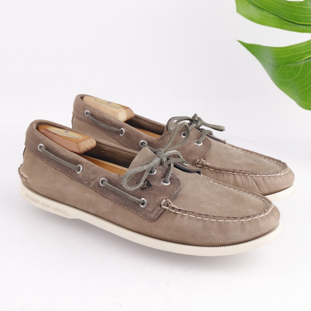 Sperry Mens A/O Boat Shoe Size 11.5 Light Brown Leather Slip On Loafers Yacht - Picture 2 of 13